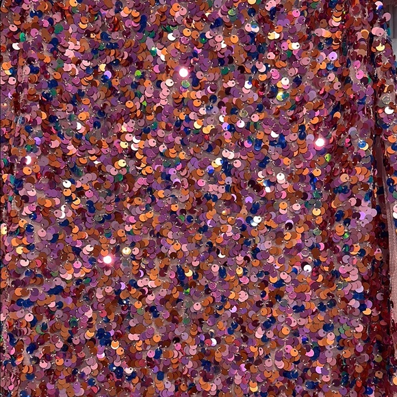 Pink Sequin Dress with Puff Sleeves - Picture 3 of 3